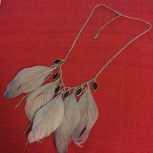 Funky, Flirty Gray Feather Necklace